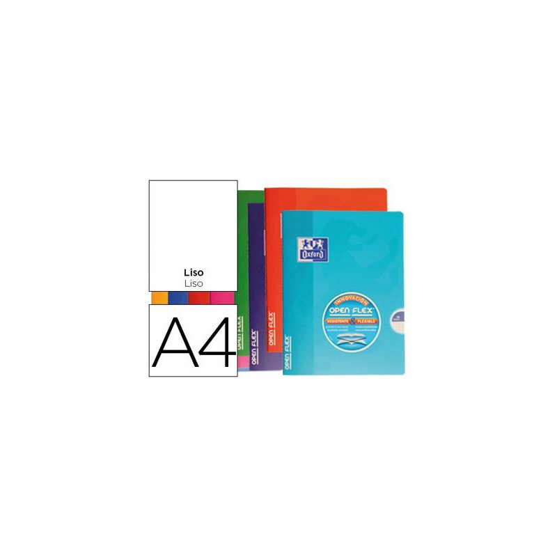 LIBRETA ESCOLAR OXFORD TAPA FLEXIBLE OPTIK PAPER OPENFLEX 48 HOJAS 90 GR DIN A4 LISO COLORES SURTIDO