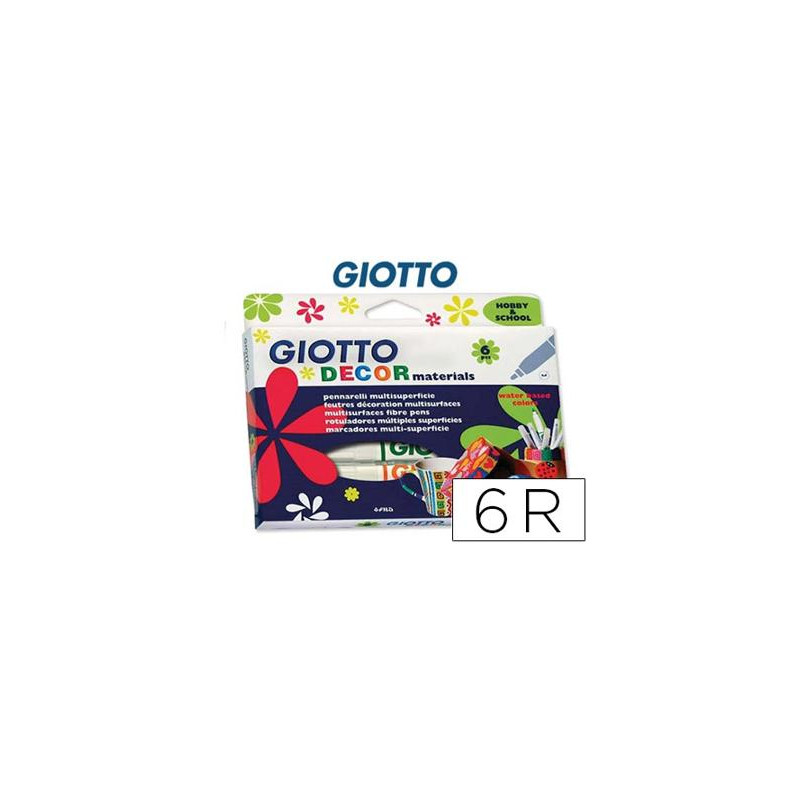 ROTULADOR GIOTTO DECOR MATERIALS CAJA DE 6 COLORES SURTIDOS