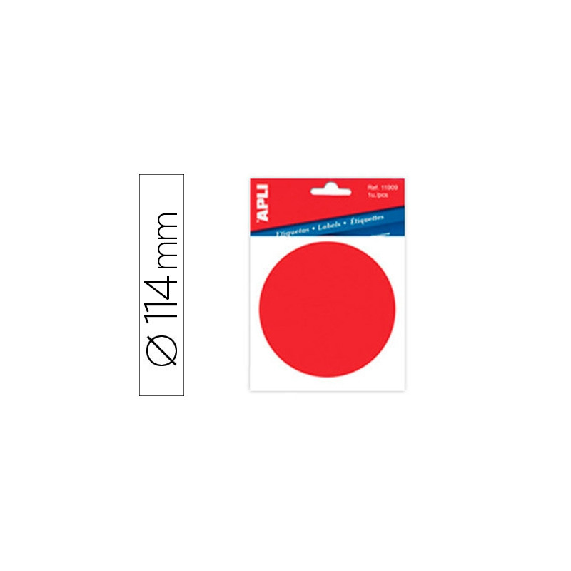 ETIQUETA ADHESIVA APLI 11909 VINILO ROJO SEÑALIZACION CRISTALES 114 MM DIAMETRO BLISTER DE 1 UNIDAD