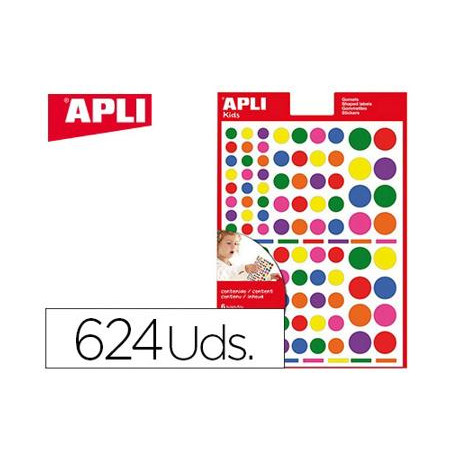 GOMETS APLI AUTOADHESIVO CIRCULO MULTICOLOR BLISTER DE 624 UNIDADES SURTIDAS GOMETS APLI AUTOADHESIVO CIRCULO MULTICOLOR BLISTER DE 624 UNIDADES SURTIDAS