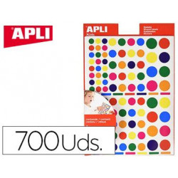 GOMETS APLI AUTOADHESIVO FORMAS SURTIDAS MULTICOLOR BLISTER DE 6 HOJAS
