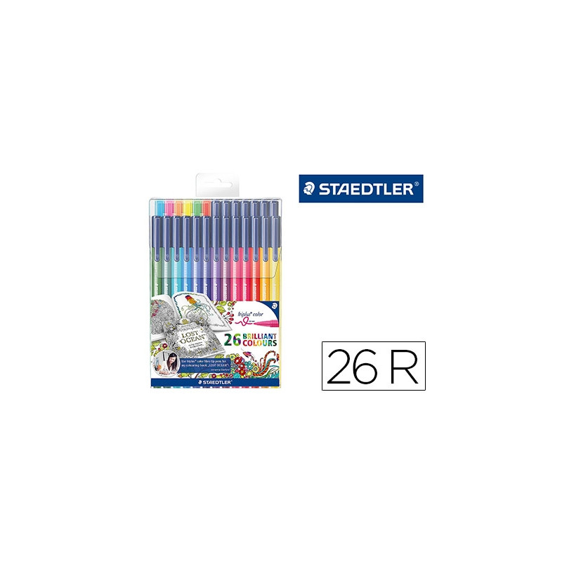 ROTULADORES STAEDTLER TRIPLUS COLOR EDICION JOHANNA BASFORD ESTUCHE PLASTICO DE 26 UNIDADES COLORES 