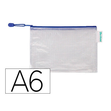 BOLSA MULTIUSOS TARIFOLD PVC DIN A6 APERTURA SUPERIOR CON CREMALLERA PORTABOLIGRAFO Y CORREA AZUL BOLSA MULTIUSOS TARIFOLD PVC DIN A6 APERTURA SUPERIOR CON CREMALLERA PORTABOLIGRAFO Y CORREA AZUL