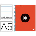 CUADERNO ESPIRAL A5 MICRO ANTARTIK TAPA FORRADA 120H 90 GR HORIZONTAL 5 BANDAS 6 TALADROS COLOR ROJO