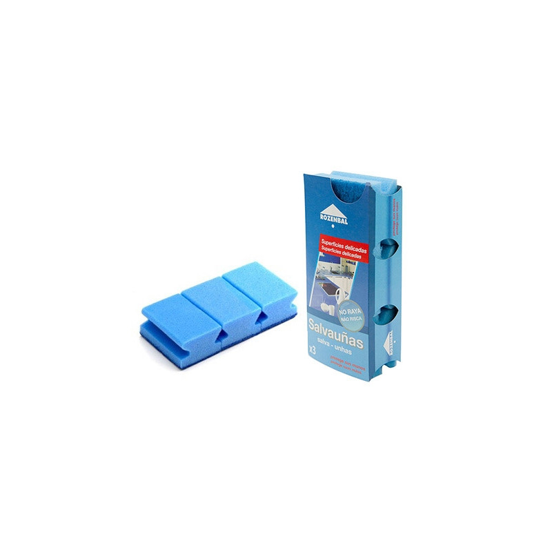 ESTROPAJO SALVAUÑAS AZUL BICAPA PACK DE 3 UNIDADES