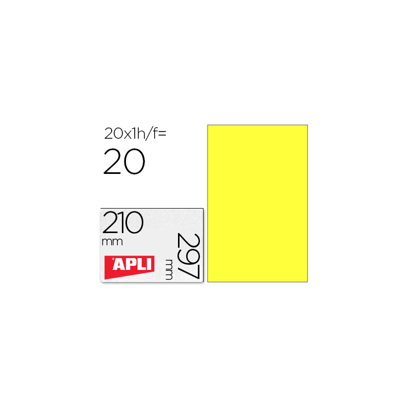 ETIQUETA ADHESIVA APLI 02878 TAMAÐO 210X297 MM PARA LASER FOTOCOPIADORA INK-JET CAJA CON 20 HOJAS DI