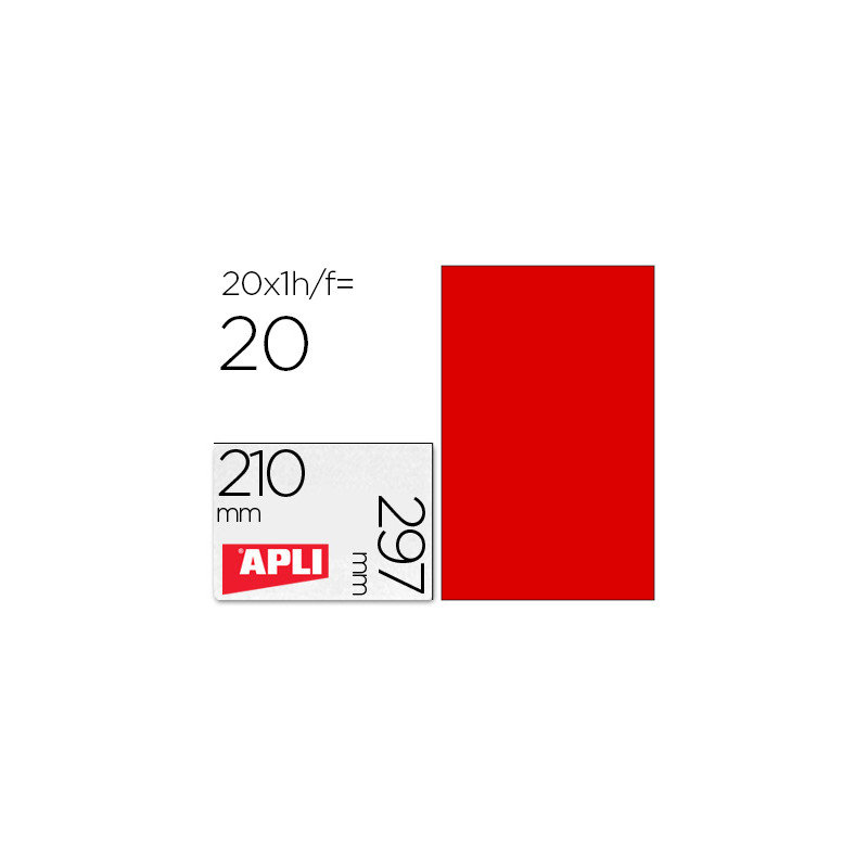 ETIQUETA ADHESIVA APLI 02880 TAMAÑO 210X297 MM PARA FOTOCOPIADORA LASER INK-JET CAJA CON 20 HOJAS DI