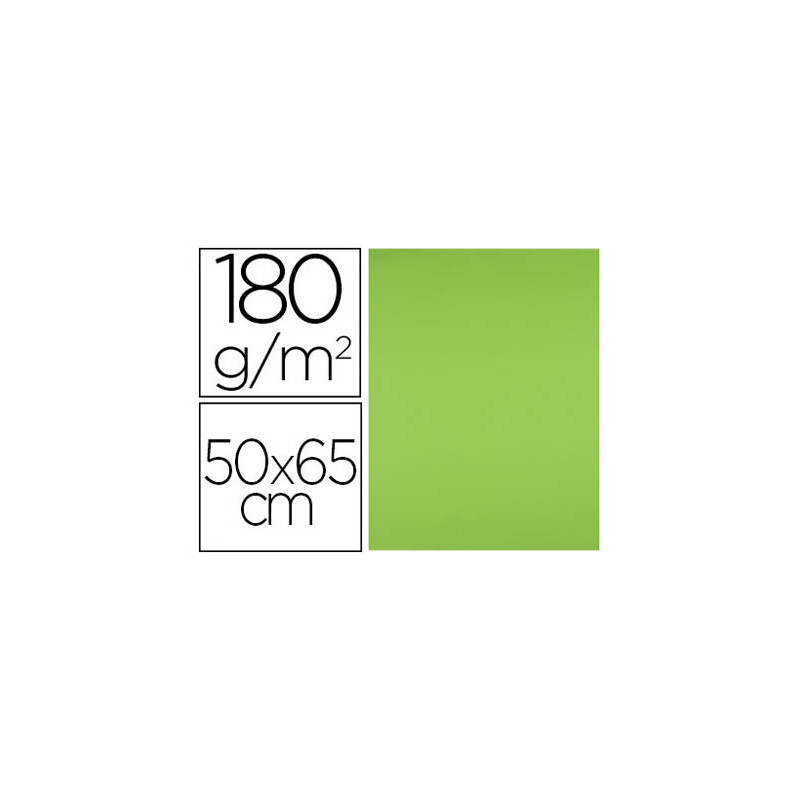 CARTULINA LIDERPAPEL 50X65 CM 180G/M2 VERDE PISTACHO PAQUETE DE 25 HOJAS