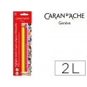 LAPICES FLUORESCENTE CARAN D'ACHE LINEA ESCOLAR MAXI FSC BLISTER 1 AMARILLO Y 1 ROSA