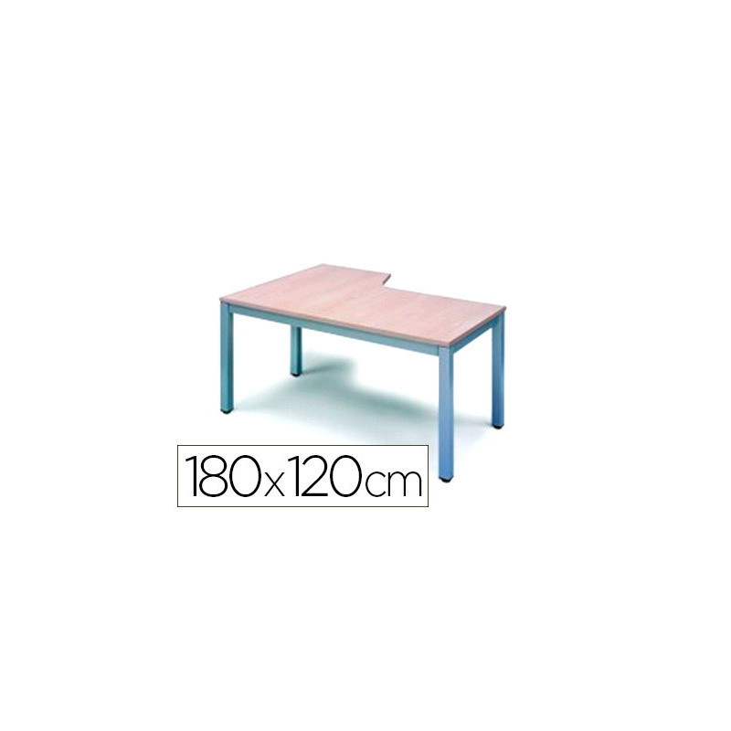 MESA OFICINA ROCADA SERIE EXECUTIVE FORMA EN L DERECHA 180X120 CM ACABADO AD02 ALUMINIO/GRIS