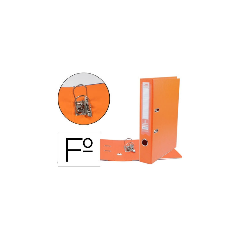 ARCHIVADOR DE PALANCA LIDERPAPEL FOLIO DOCUMENTA FORRADO PVC CON RADO LOMO 52 MM NARANJA COMPRESOR M
