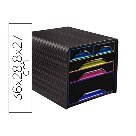 FICHERO CAJONES DE SOBREMESA CEP 5 CAJONES MIXTOS NEGRO/MULTICOLOR 360X288X270 MM