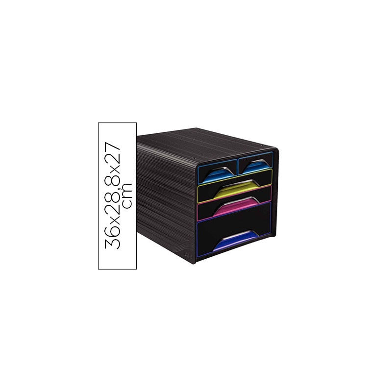 FICHERO CAJONES DE SOBREMESA CEP 5 CAJONES MIXTOS NEGRO/MULTICOLOR 360X288X270 MM