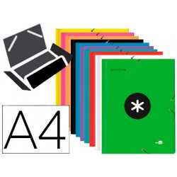 CARPETA ANTARTIK GOMAS A4 3 SOLAPAS CARTON FORRADO COLORES SURTIDOS