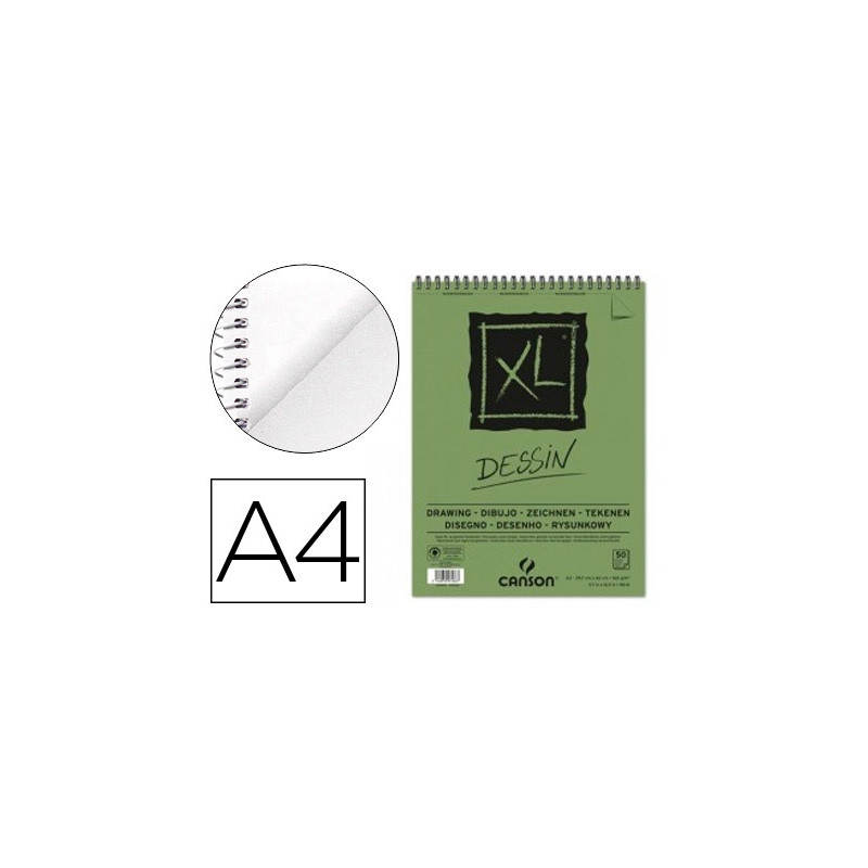 BLOC DIBUJO CANSON XL DESSIN DIN A4 LISO MICROPERFORADO ESPIRAL 21X29,7 CM 50 HOJAS 160 GR/M2