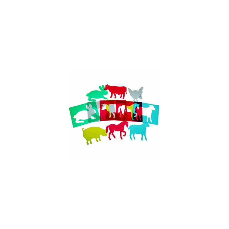 JUEGO PLANTILLAS FLEXIBLES HENBEA ANIMALES DE GRANJA MEDIDAS 15X21 CM SET 6 UNIDADES