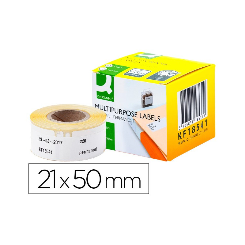 ETIQUETA ADHESIVA Q-CONNECT KF18541 COMPATIBLE DYMO 99017 TAMAÑO 50X12 MM CAJA CON 220 ETIQUETAS