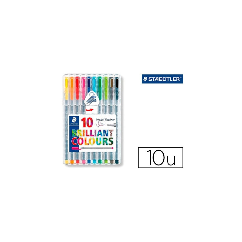 ROTULADOR STAEDTLER TRIPLUS BROADLINER 338 ESTUCHE PLASTICO DE 10 UNIDADES COLORES SURTIDOS