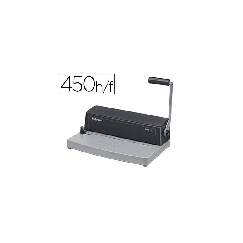 ENCUADERNADORA PARA ESPIRAL FELLOWES METAL 25 PERFORA 10 HOJAS TAMAÑO A4 ENCUADERNA HASTA 450 HOJAS 