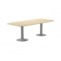 MESA DE REUNION ROCADA MEETING 3003AT04 ESTRUCTURA COLUMNA DOBLE ACERO GRIS TABLERO MADERA BLANCO
