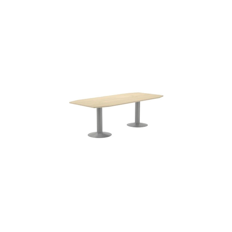 MESA DE REUNION ROCADA MEETING 3003AT04 ESTRUCTURA COLUMNA DOBLE ACERO GRIS TABLERO MADERA BLANCO