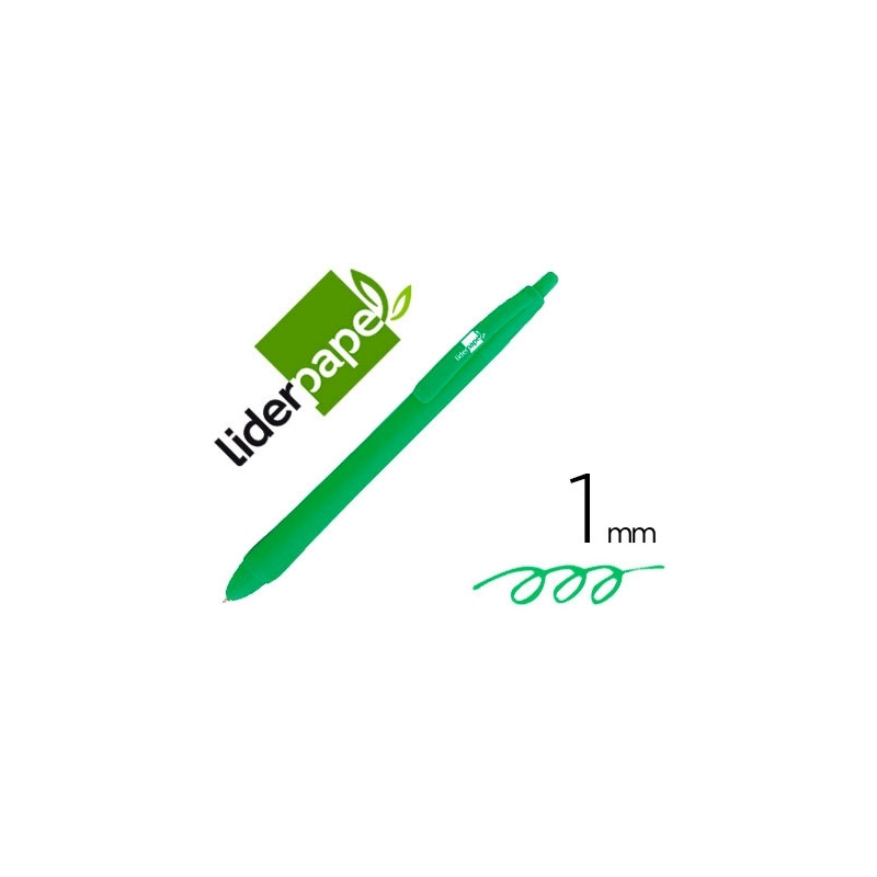 BOLIGRAFO LIDERPAPEL GUMMY TOUCH RETRACTIL 1 MM TINTA VERDE