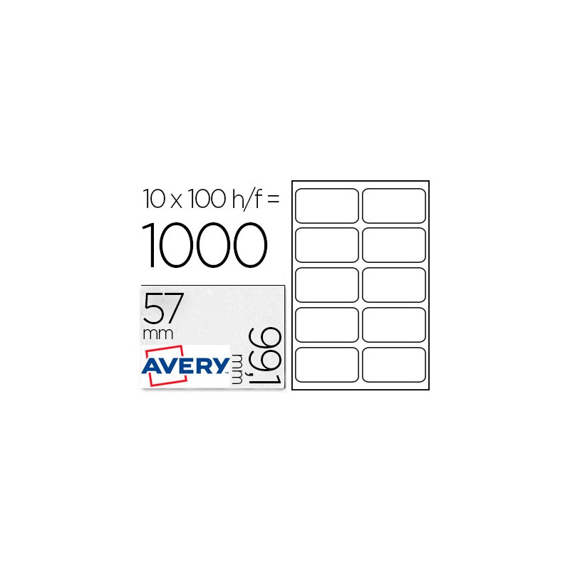 ETIQUETA ADHESIVA AVERY BLANCA TAMAÐO 99,1X57 MM INKJET LASER COPIADORA CAJA DE 1000 UNIDADES