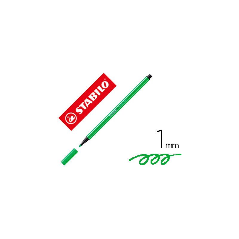 ROTULADOR STABILO ACUARELABLE PEN 68 VERDE NEON PUNTA GRUESA 1MM