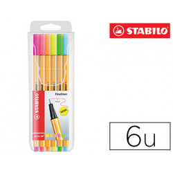 ROTULADOR STABILO PUNTA DE FIBRA POINT 88 BLISTER 6 COLORES SURTIDOS NEON