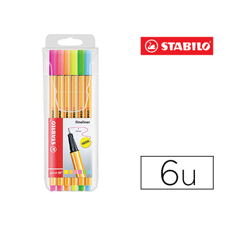 ROTULADOR STABILO PUNTA DE FIBRA POINT 88 BLISTER 6 COLORES SURTIDOS NEON ROTULADOR STABILO PUNTA DE FIBRA POINT 88 BLISTER 6 COLORES SURTIDOS NEON