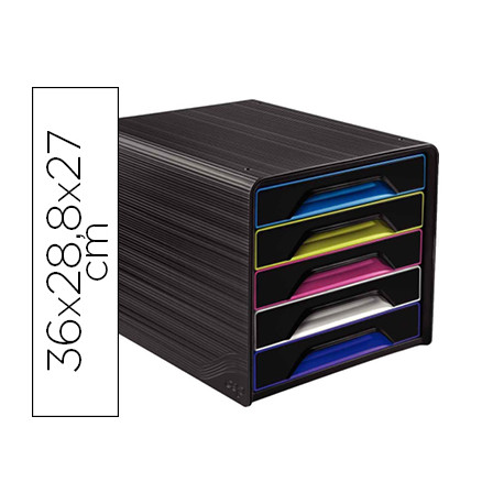 FICHERO CAJONES DE SOBREMESA CEP 5 CAJONES NEGRO/MULTICOLOR 360X288X270 MM FICHERO CAJONES DE SOBREMESA CEP 5 CAJONES NEGRO/MULTICOLOR 360X288X270 MM
