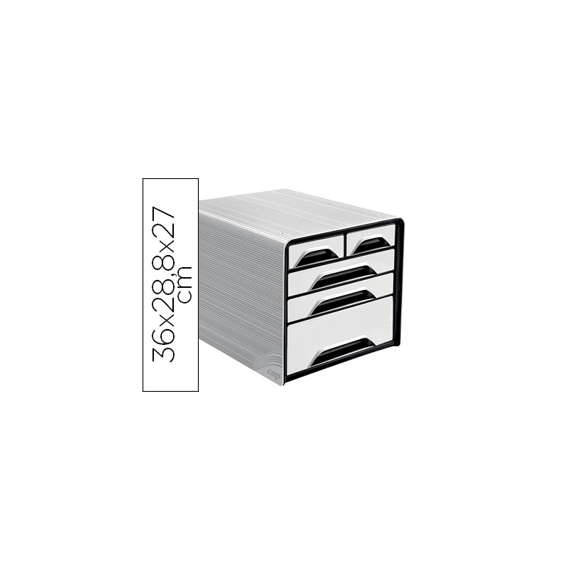 FICHERO CAJONES DE SOBREMESA CEP 5 CAJONES MIXTOS BLANCO/NEGRO 360X288X270 MM