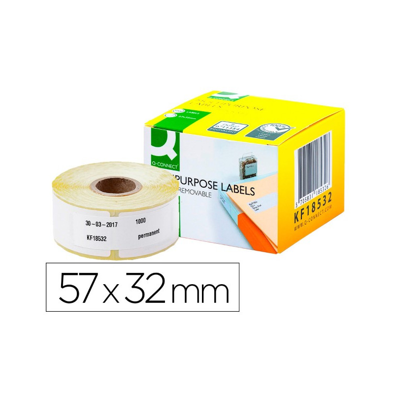 ETIQUETA ADHESIVA REMOVIBLE Q-CONNECT KF18532 COMPATIBLE DYMO 11354 TAMAÑO 57X32 MM CAJA CON 1000 ET