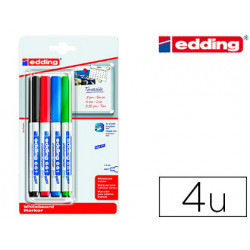 ROTULADOR EDDING PARA PIZARRA BLANCA 661 PUNTA REDONDA 1-2 MM BLISTER DE 4 UNIDADES COLORES SURTIDAS