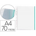FUNDA MULTITALADRO Q-CONNECT DIN A4 70 MC PP CRISTAL CON BORDE VERDE BOLSA DE 10 UNIDADES