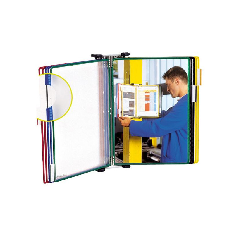 CLASIFICADOR DE PARED METAL CON 10 FUNDAS TAMAÑO A3 COLORES SURTIDOS
