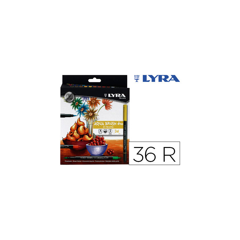 ROTULADOR LYRA AQUA BRUSH DUO CAJA DE 36 COLORES SURTIDOS