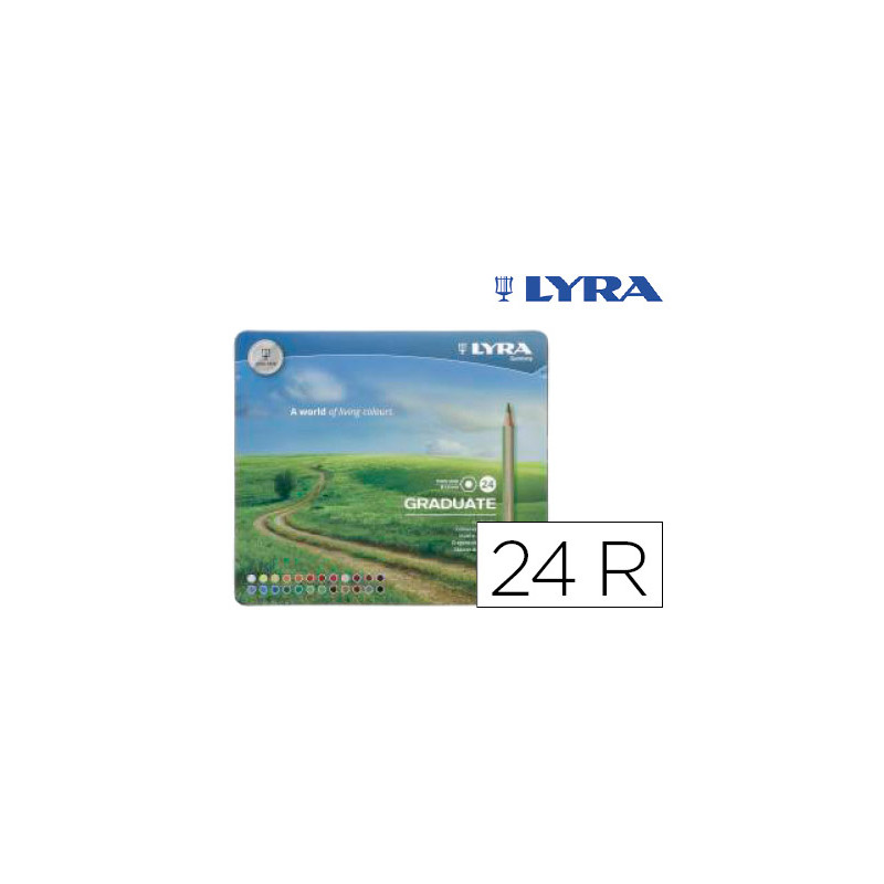 LAPICES DE COLORES LYRA GRADUATE CAJA METALICA DE 24 COLORES SURTIDOS