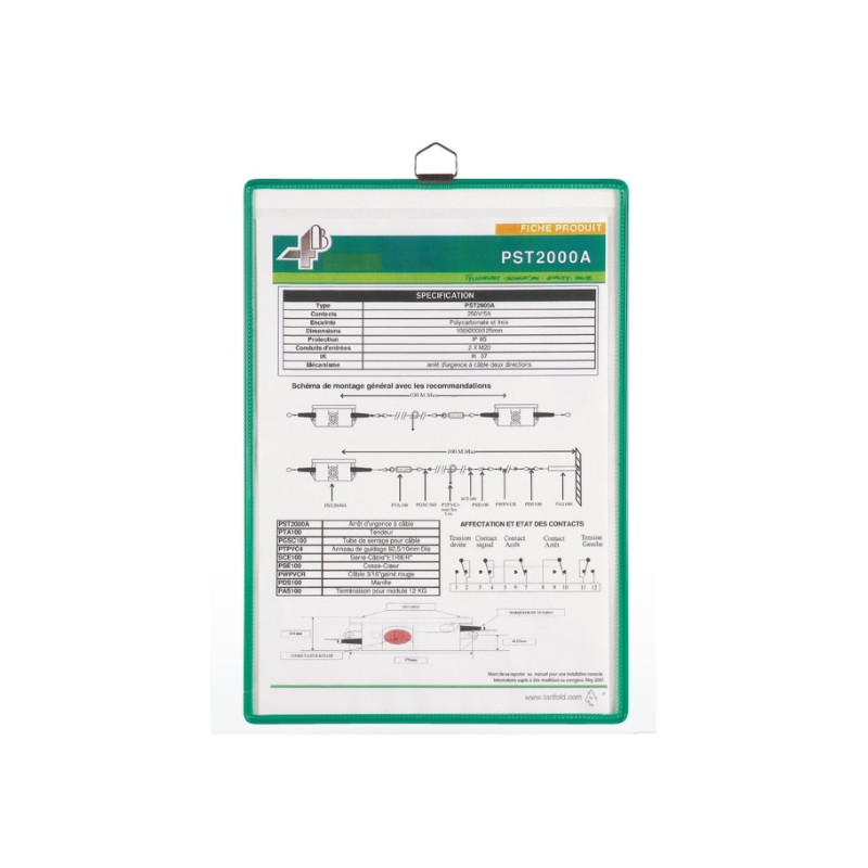 FUNDA PARA COLGAR TARIFOLD DIN A4 PVC CON ANILLA MARCO VERDE PACK DE 5 UNIDADES