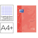 RECAMBIO COLOR 1 OXFORD DIN A4+ 80 HOJAS 90 GR CUADRICULA 5 MM TAPA BLANDA 4 TALADROS CORAL TOUCH