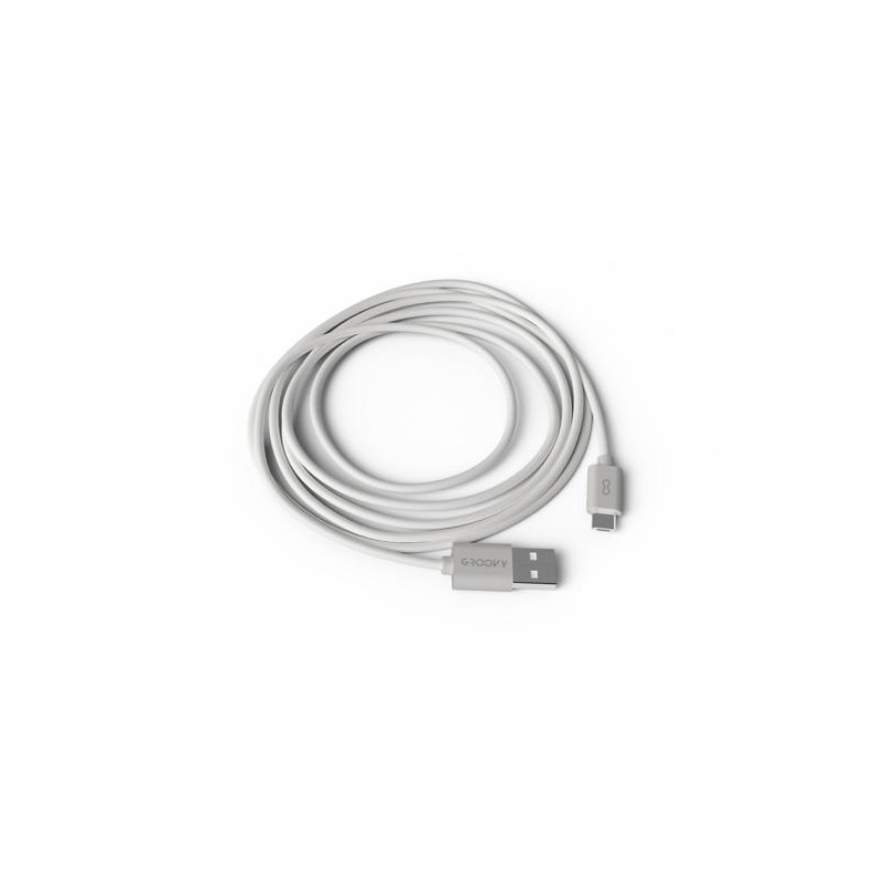 CABLE GROOVY USB-A A MICRO USB LONGITUD 2 MT COLOR BLANCO