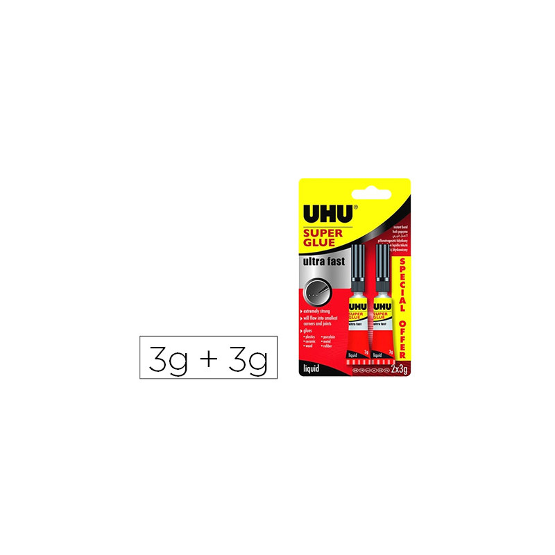 PEGAMENTO UHU INSTANTANEO GEL 3 GR + 3 GR GRATIS