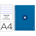 CUADERNO ESPIRAL A4 MICRO ANTARTIK TAPA FORRADA 120H 90 GR HORIZONTAL 5 BANDAS 4 TALADROS COLOR AZUL