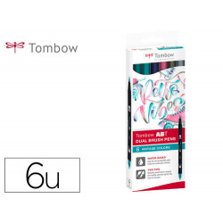ROTULADOR TOMBOW ABT DUAL BRUSH ACUARELABLE DOBLE PUNTA FINA/PINCEL ESTUCHE DE 6 COLORES VINTAGE