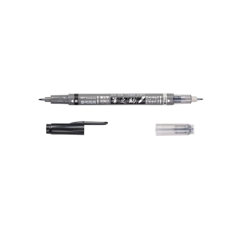 ROTULADOR TOMBOW FUDENOSUKE TINTA BASE DE AGUA DOBLE PUNTA BLANDA COLOR GRIS/NEGRO