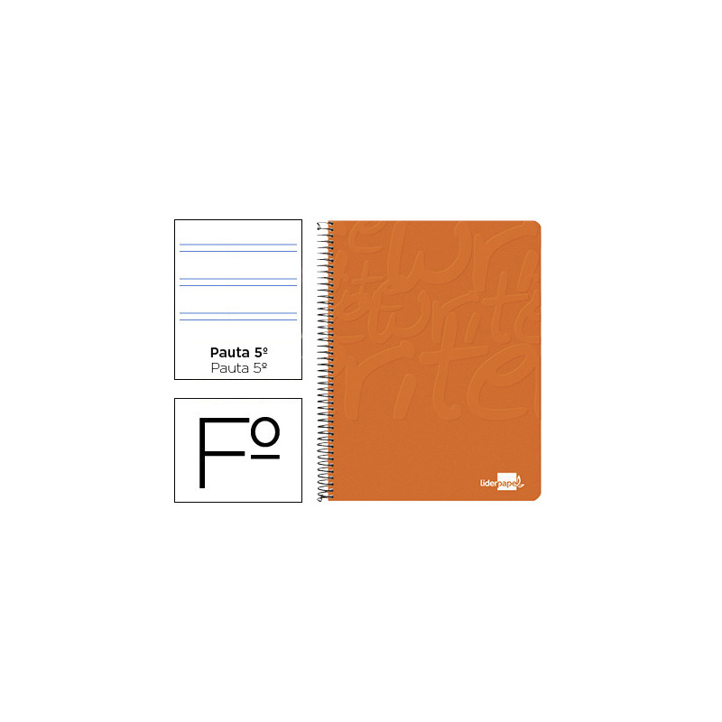 CUADERNO ESPIRAL LIDERPAPEL FOLIO WRITE TAPA BLANDA 80H 60GR PAUTA 2,5 MM CON MARGEN COLOR NARANJA