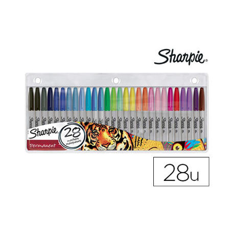 ROTULADOR SHARPIE PERMANENTE PUNTA FINA BLISTER DE 28 UNIDADES COLORES SURTIDOS