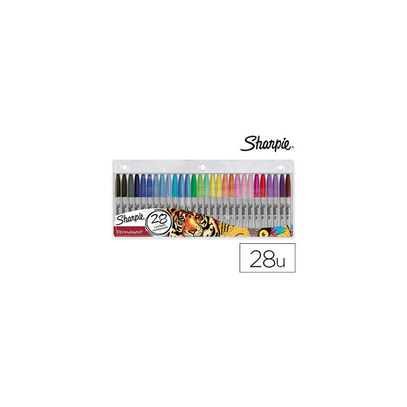 ROTULADOR SHARPIE PERMANENTE PUNTA FINA BLISTER DE 28 UNIDADES COLORES SURTIDOS