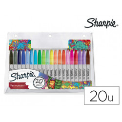 ROTULADOR SHARPIE PERMANENTE PUNTA FINA BLISTER DE 20 UNIDADES COLORES SURTIDOS