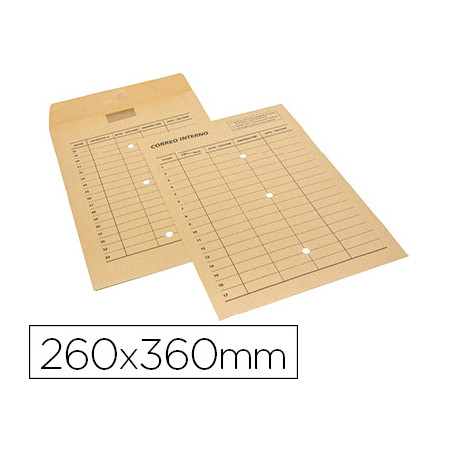 SOBRE SAM BOLSA KRAFT NATURAL 120 GR CIERRE MULTIADHESIVO 260X360 MM CORREO INTERNO 3 TALADROS IMPRE